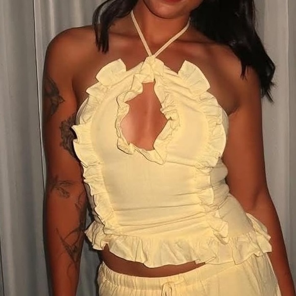 Yellow Ruffled Halter Top - Picture 7 of 7